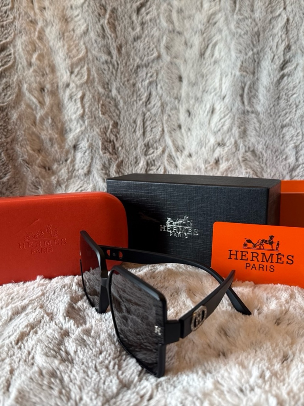 Hermès Black Sunglasses with Silver Hardware
